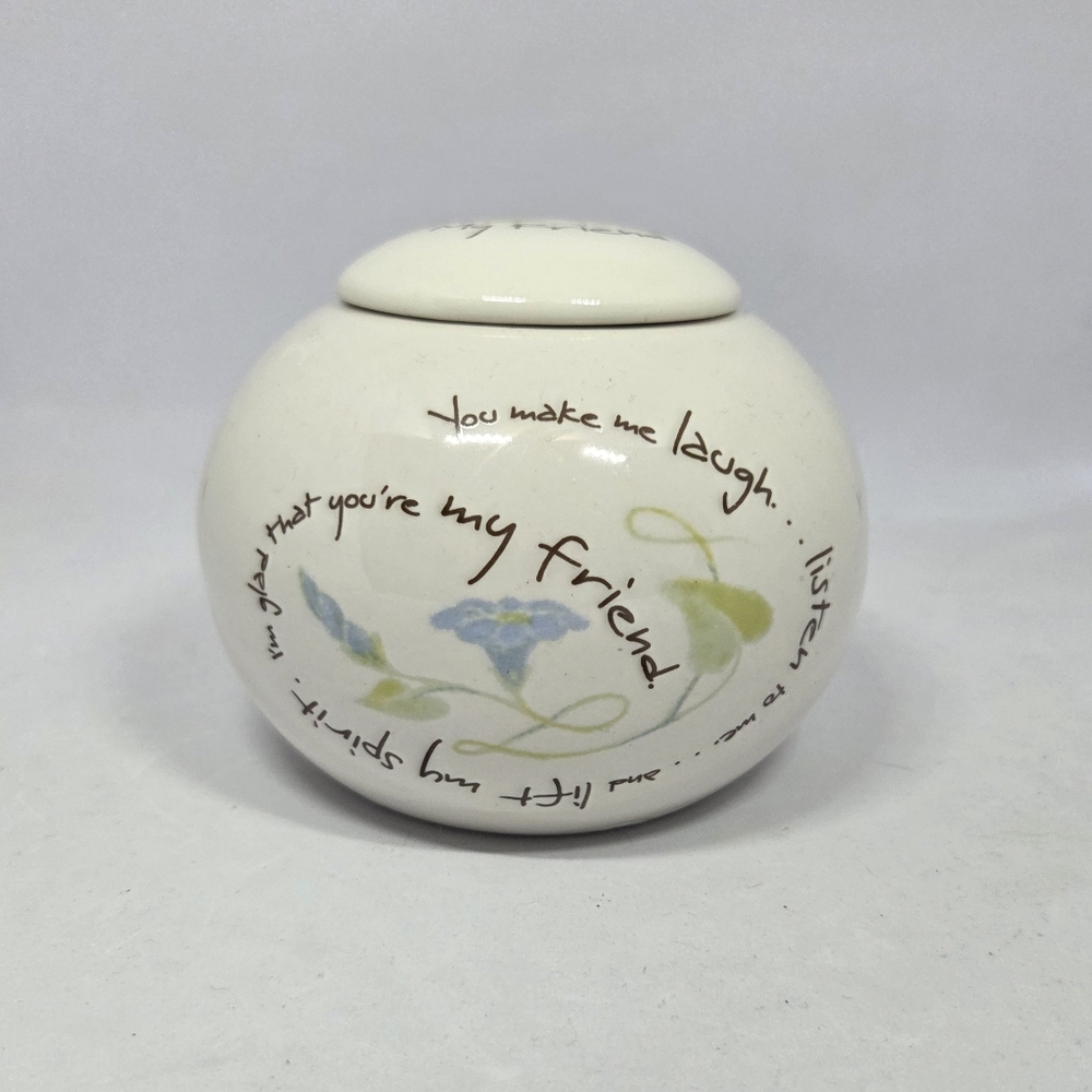 LIFE IS A CIRCLE Carson Round Tealight Candle Holder & Lid  Live Laugh Love